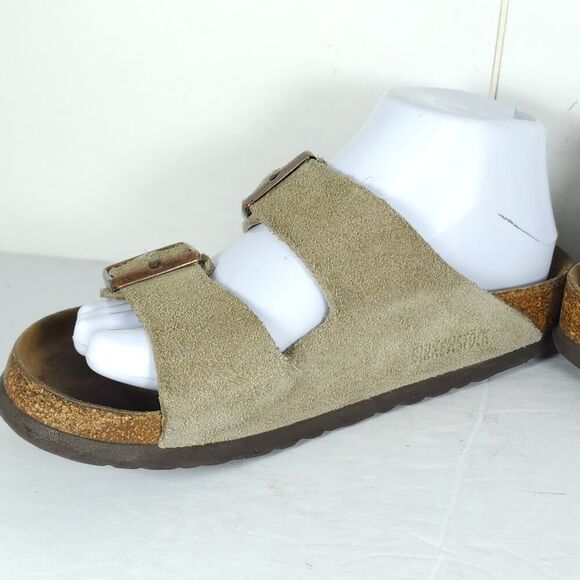 BIRKENSTOCK Women's Arizona US8 EU39 Taupe Suede SoftFB Slide Sandals - Picture 6 of 16